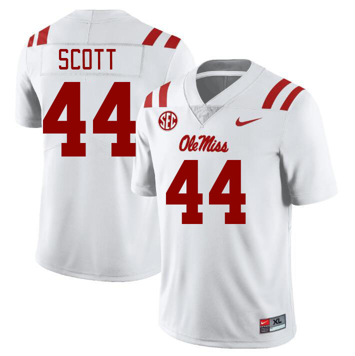 Men #44 Ali Scott Ole Miss Rebels College Football Jerseyes Stitched Sale-White - Click Image to Close